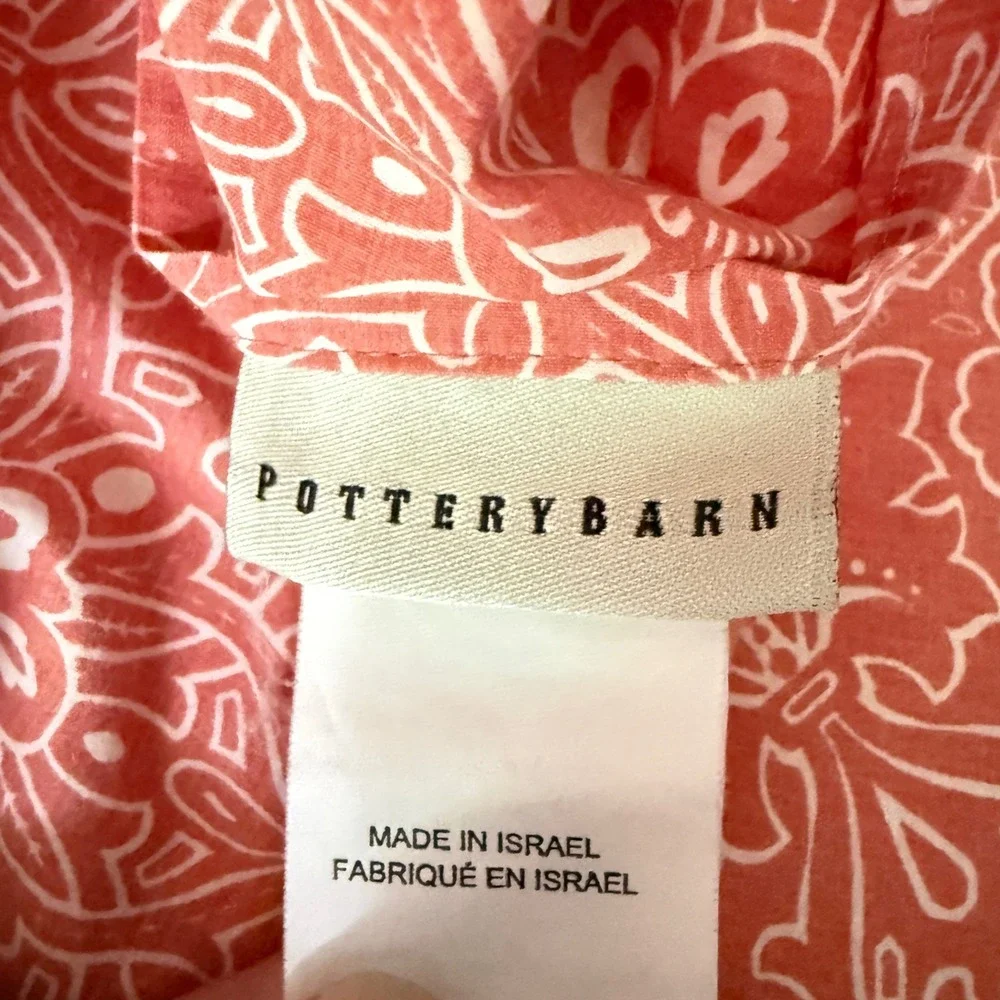 Pottery Barn King Duvet Cover Set Organic Cotton Coral Medallion